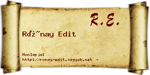 Rónay Edit névjegykártya